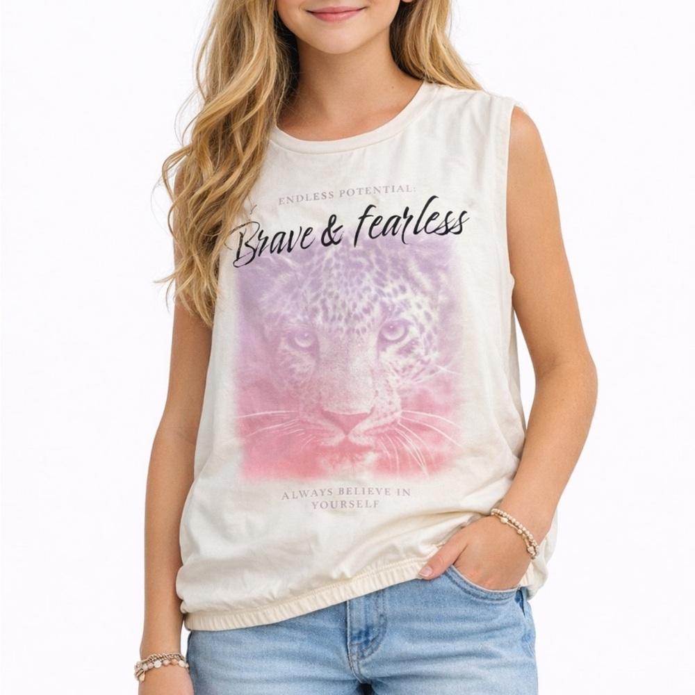 H&M girls endless potential leopard tank size 16/18